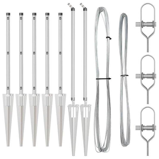 Zaunpfosten 7 pcs Silber Ø32mm 100 cm Verzinkter Stahl