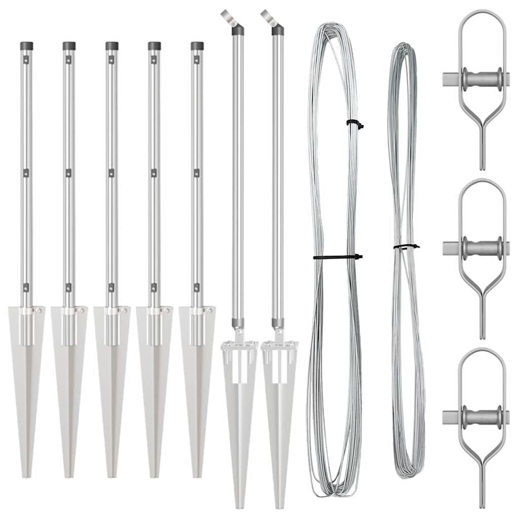 Zaunpfosten Manuell 7 pcs Silber Ø32mm 120 cm Verzinkter Stahl