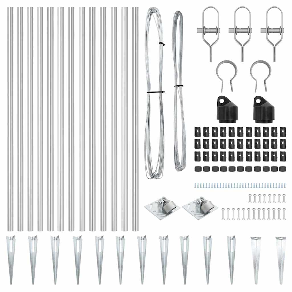 Zaunpfosten Manuell 13 pcs Silber Ø32mm 120 cm Verzinkter Stahl