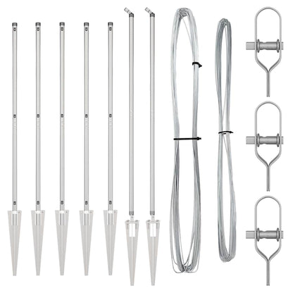Zaunpfosten Manuell 7 pcs Silber Ø32mm 160 cm Verzinkter Stahl