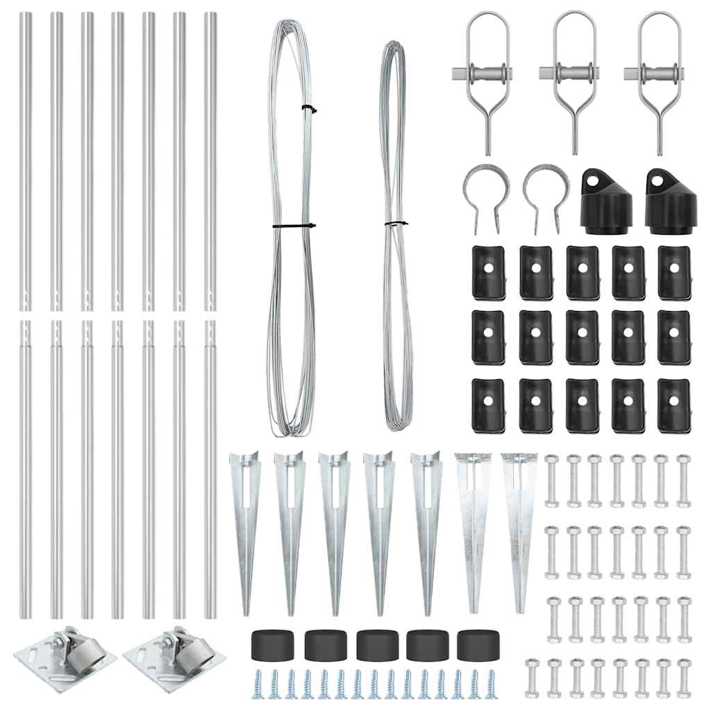 Zaunpfosten Manuell 7 pcs Silber Ø32mm 160 cm Verzinkter Stahl