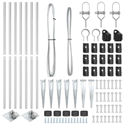 Zaunpfosten Manuell 7 pcs Silber Ø32mm 160 cm Verzinkter Stahl