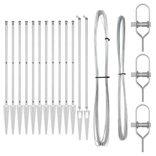 Zaunpfosten 13 pcs Silber Ø32mm 160 cm Verzinkter Stahl