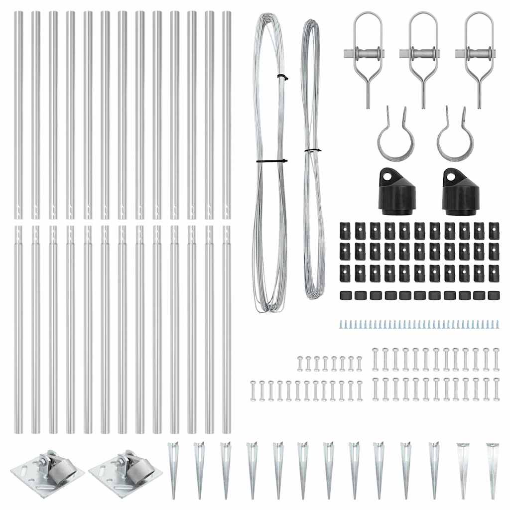 Zaunpfosten Manuell 13 pcs Silber Ø32mm 180 cm Verzinkter Stahl