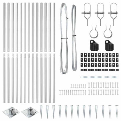 Zaunpfosten Manuell 13 pcs Silber Ø32mm 180 cm Verzinkter Stahl