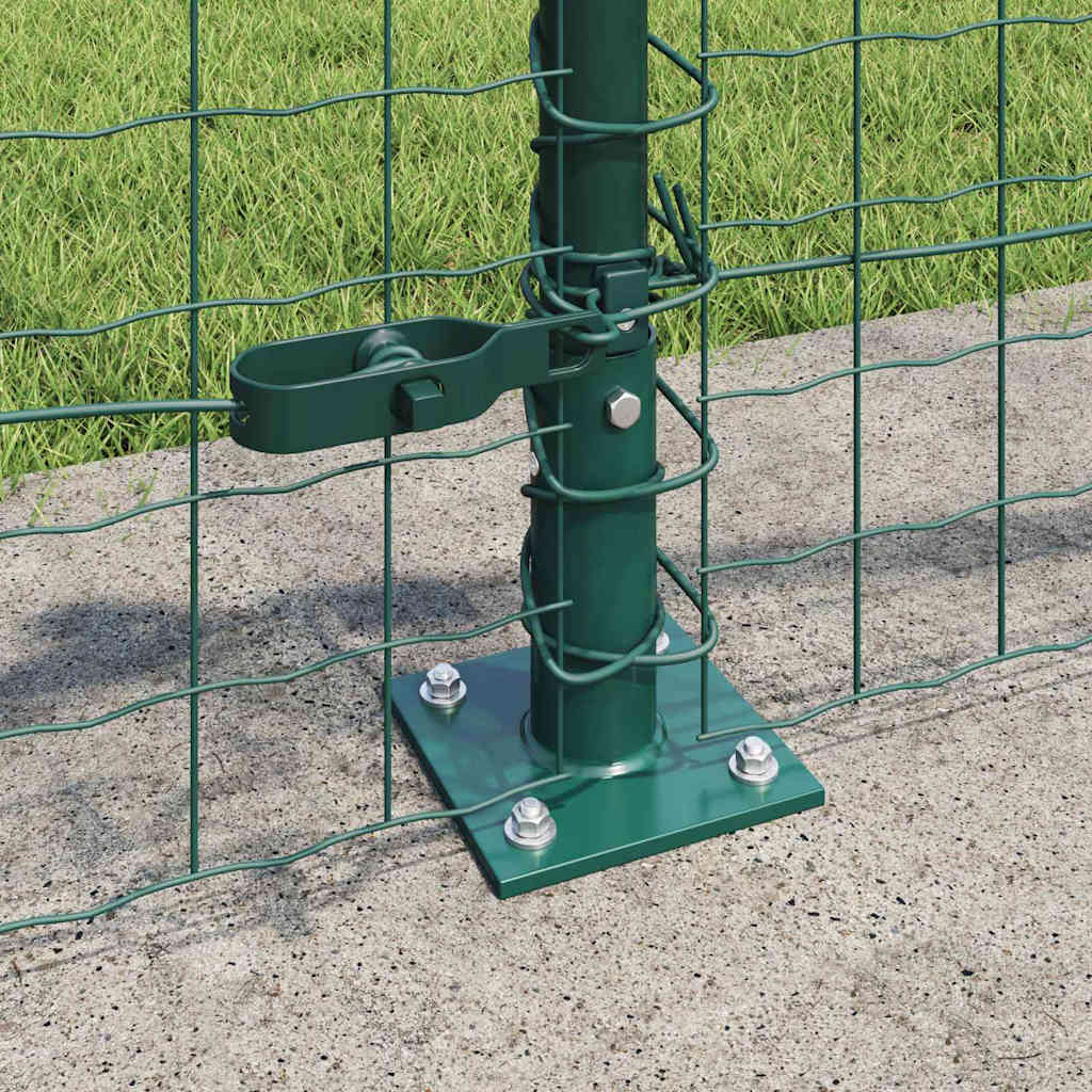Zaunpfosten 7 pcs Grün Ø32mm 50 cm Verzinkter Stahl