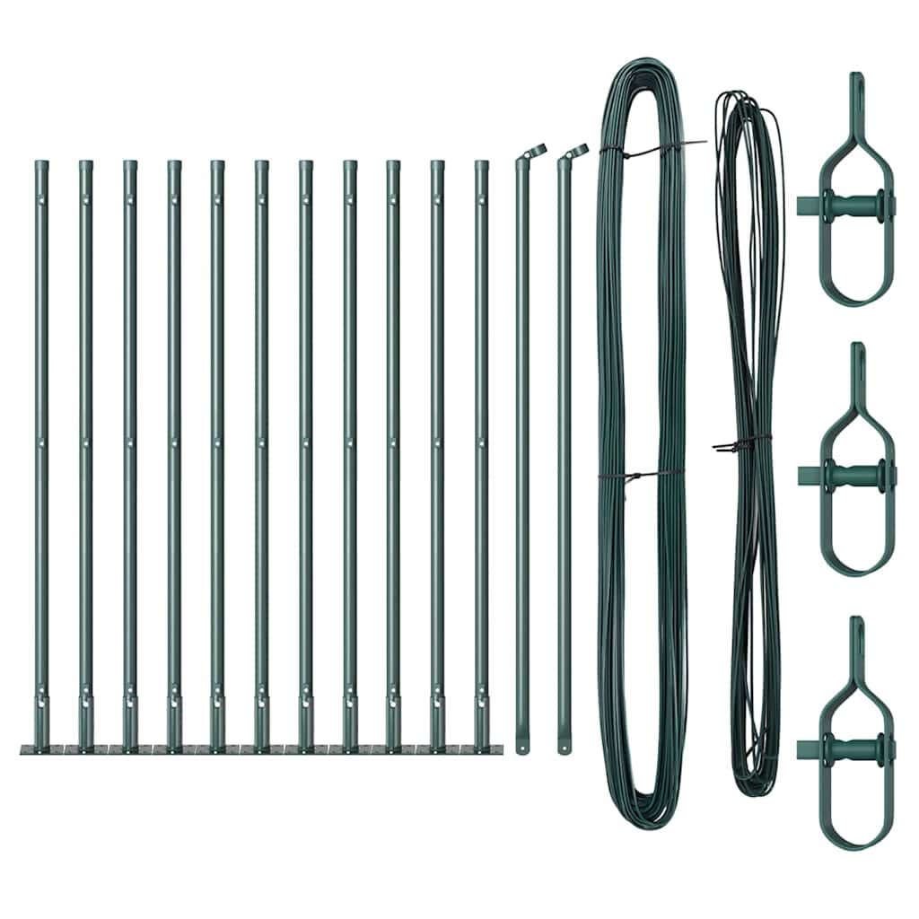 Zaunpfosten Manuell 13 pcs Grün Ø32mm 50 cm Verzinkter Stahl