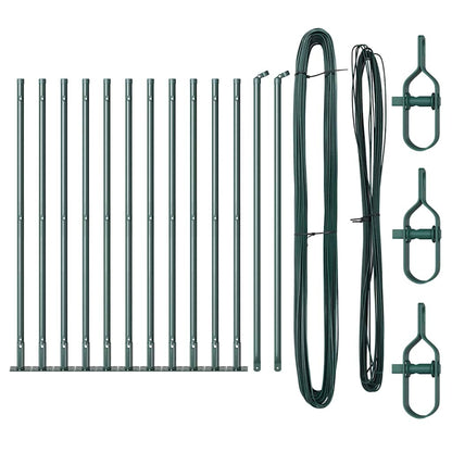 Zaunpfosten Manuell 13 pcs Grün Ø32mm 50 cm Verzinkter Stahl