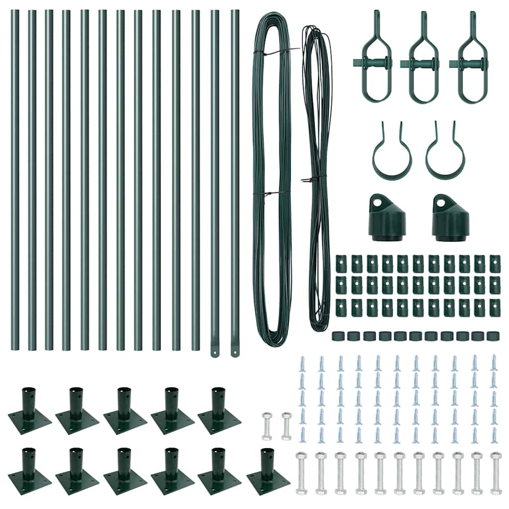 Zaunpfosten Manuell 13 pcs Grün Ø32mm 50 cm Verzinkter Stahl