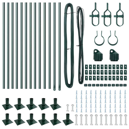 Zaunpfosten Manuell 13 pcs Grün Ø32mm 50 cm Verzinkter Stahl