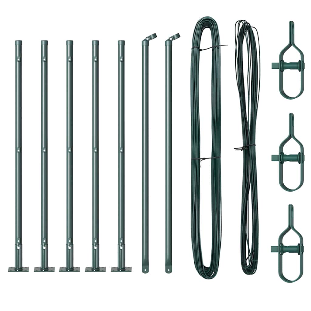 Zaunpfosten Manuell 7 pcs Grün Ø32mm 70 cm Verzinkter Stahl