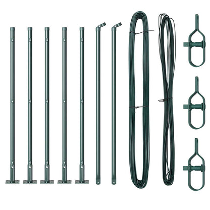 Zaunpfosten Manuell 7 pcs Grün Ø32mm 70 cm Verzinkter Stahl