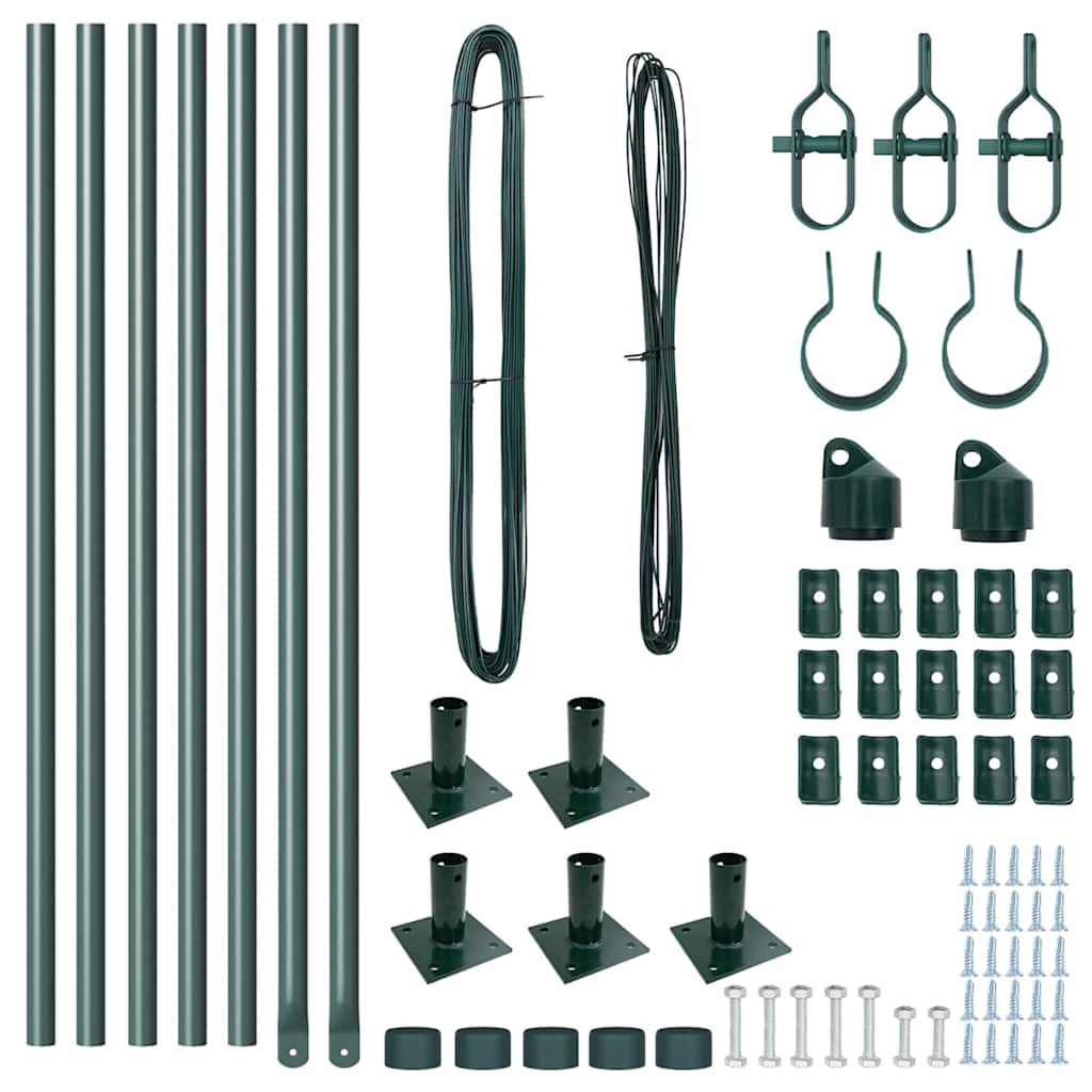 Zaunpfosten Manuell 7 pcs Grün Ø32mm 70 cm Verzinkter Stahl