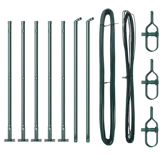 Zaunpfosten Manuell 7 pcs Grün Ø32mm 90 cm Verzinkter Stahl
