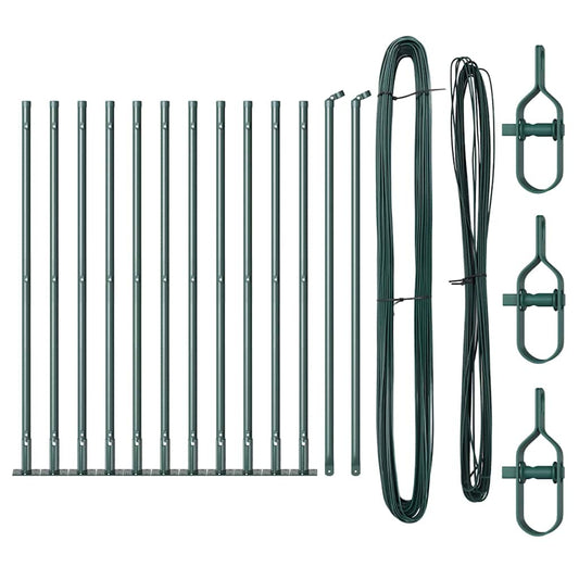 Zaunpfosten Manuell 13 pcs Grün Ø32mm 90 cm Verzinkter Stahl