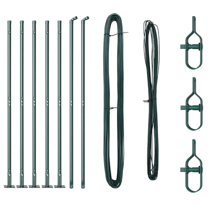 Zaunpfosten Manuell 7 pcs Grün Ø32mm 130 cm Verzinkter Stahl