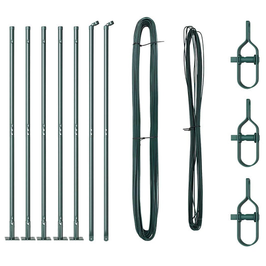 Zaunpfosten Manuell 7 pcs Grün Ø32mm 130 cm Verzinkter Stahl