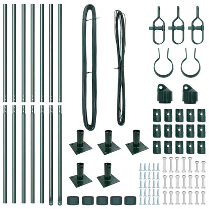 Zaunpfosten Manuell 7 pcs Grün Ø32mm 130 cm Verzinkter Stahl