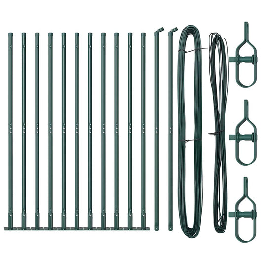 Zaunpfosten Manuell 13 pcs Grün Ø32mm 130 cm Verzinkter Stahl