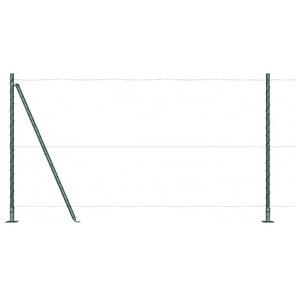 Zaunpfosten Manuell 7 pcs Grün Ø32mm 150 cm Verzinkter Stahl