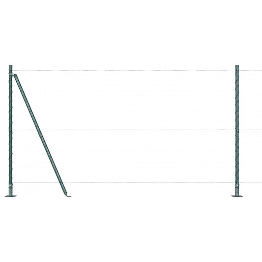 Zaunpfosten Manuell 7 pcs Grün Ø32mm 150 cm Verzinkter Stahl