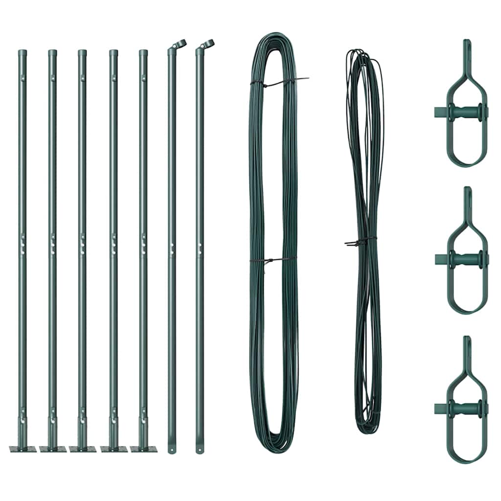 Zaunpfosten Manuell 7 pcs Grün Ø32mm 150 cm Verzinkter Stahl