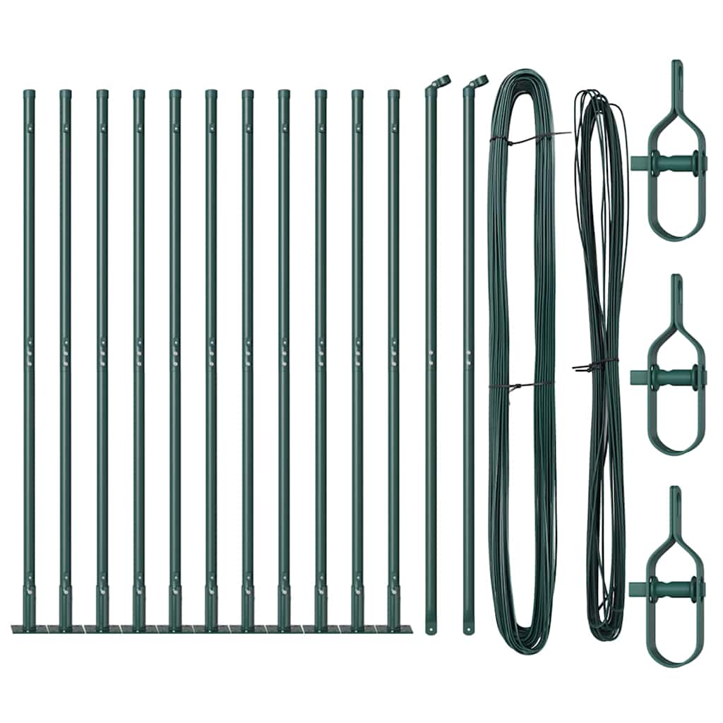 Zaunpfosten Manuell 13 pcs Grün Ø32mm 150 cm Verzinkter Stahl