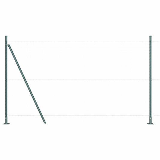 Zaunpfosten Manuell 7 pcs Grün Ø32mm 160 cm Verzinkter Stahl