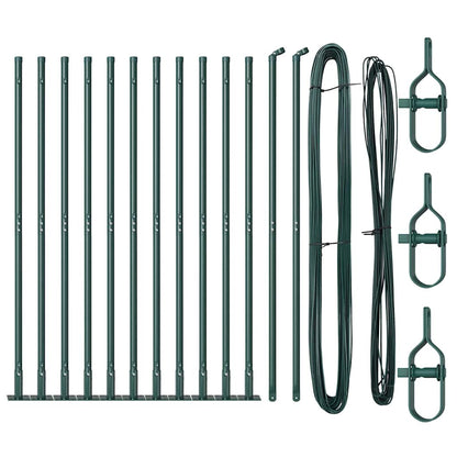 Zaunpfosten Manuell 13 pcs Grün Ø32mm 170 cm Verzinkter Stahl