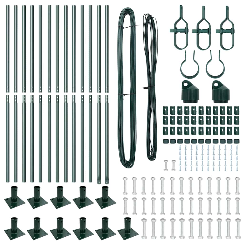 Zaunpfosten Manuell 13 pcs Grün Ø32mm 170 cm Verzinkter Stahl