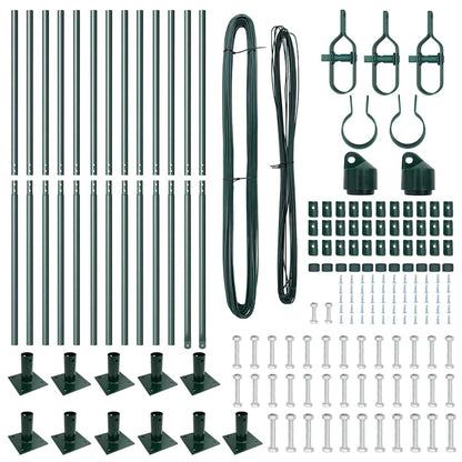 Zaunpfosten Manuell 13 pcs Grün Ø32mm 170 cm Verzinkter Stahl