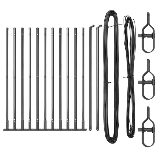 Zaunpfosten Manuell 13 pcs Grau Ø32mm 50 cm Verzinkter Stahl