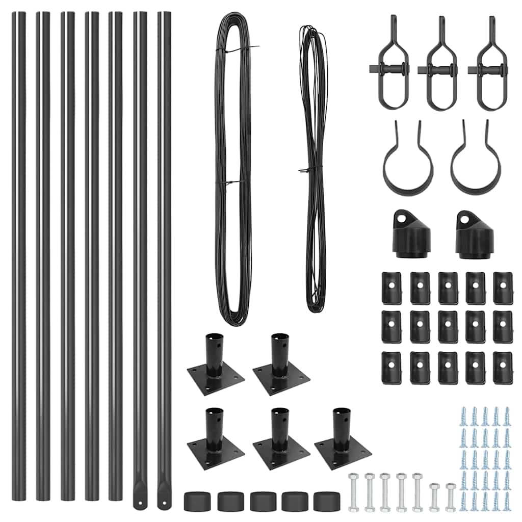 Zaunpfosten Manuell 7 pcs Grau Ø32mm 70 cm Verzinkter Stahl