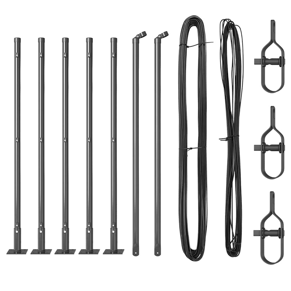 Zaunpfosten Manuell 7 pcs Grau Ø32mm 90 cm Verzinkter Stahl
