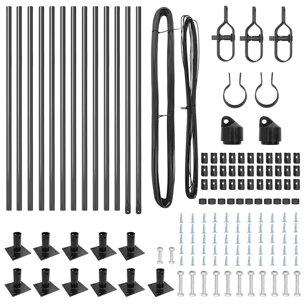 Zaunpfosten Manuell 13 pcs Grau Ø32mm 90 cm Verzinkter Stahl