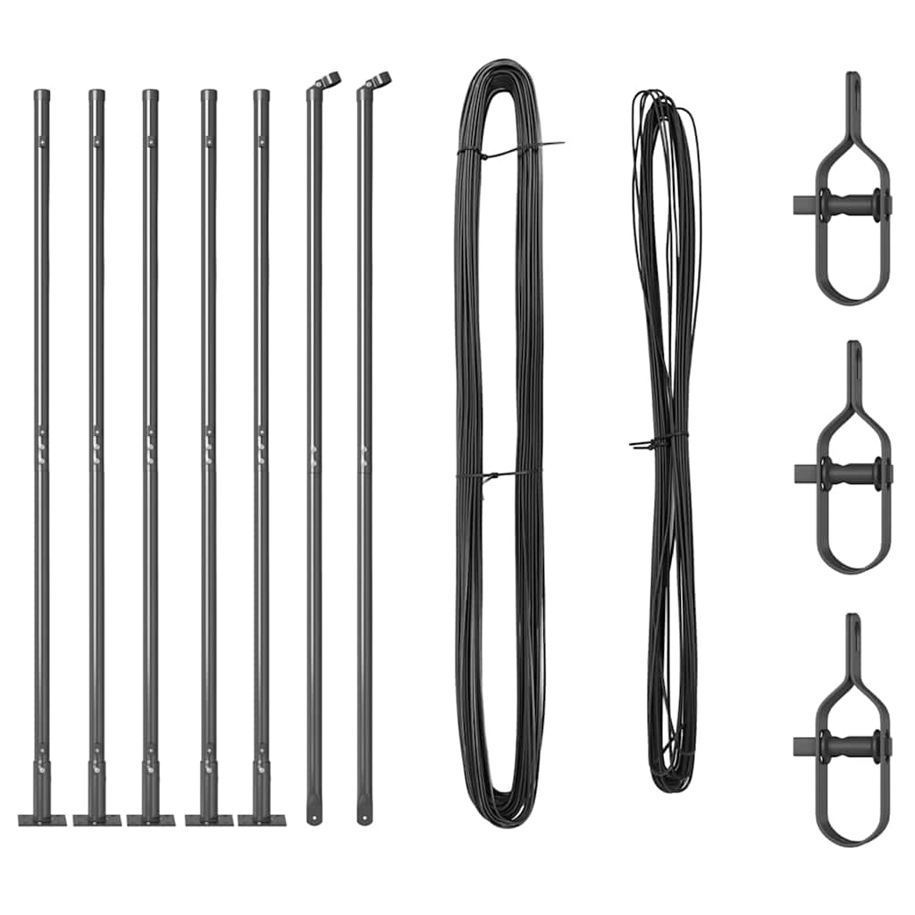 Zaunpfosten Manuell 7 pcs Grau Ø32mm 160 cm Verzinkter Stahl