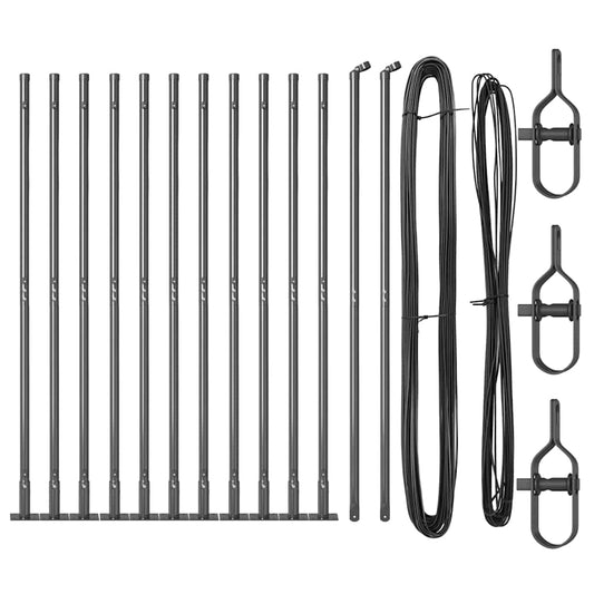 Zaunpfosten Manuell 13 pcs Grau Ø32mm 170 cm Verzinkter Stahl