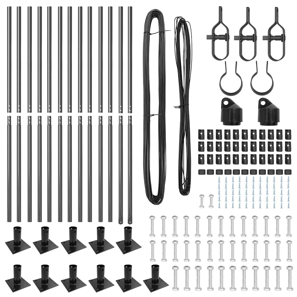 Zaunpfosten Manuell 13 pcs Grau Ø32mm 170 cm Verzinkter Stahl