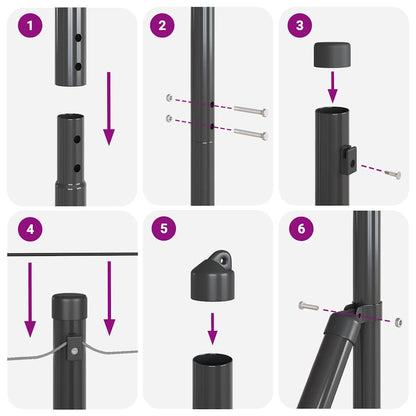 Zaunpfosten Manuell 13 pcs Grau Ø32mm 170 cm Verzinkter Stahl
