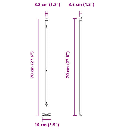 Zaunpfosten 7 pcs Silber Ø32mm 70 cm Verzinkter Stahl