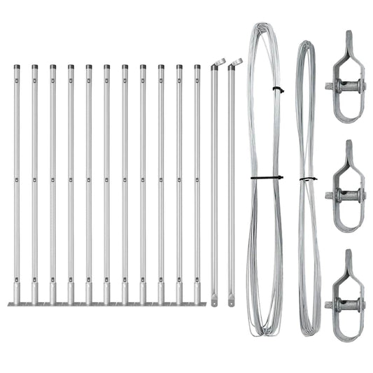 Zaunpfosten Manuell 13 pcs Silber Ø32mm 70 cm Verzinkter Stahl