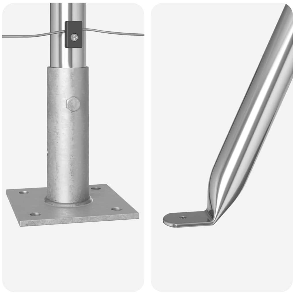 Zaunpfosten Manuell 7 pcs Silber Ø32mm 90 cm Verzinkter Stahl