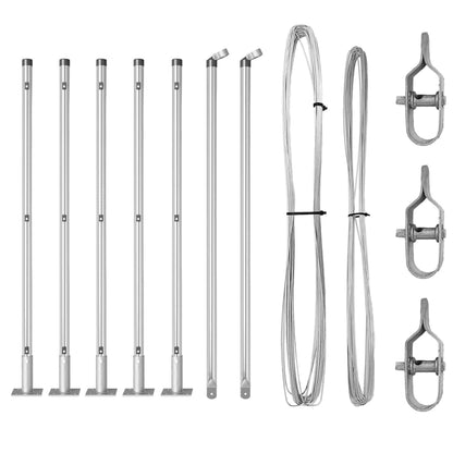 Zaunpfosten Manuell 7 pcs Silber Ø32mm 90 cm Verzinkter Stahl