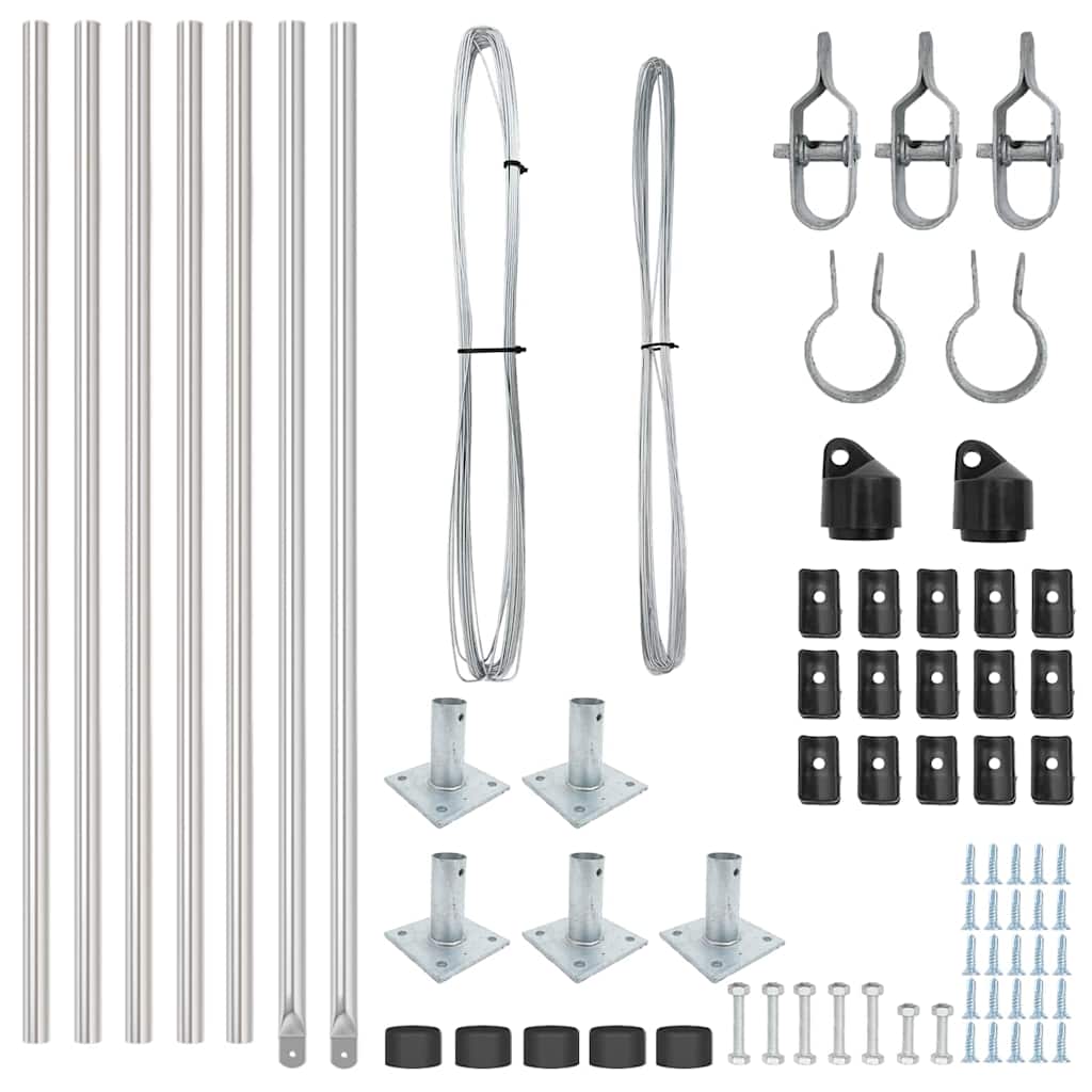 Zaunpfosten Manuell 7 pcs Silber Ø32mm 90 cm Verzinkter Stahl