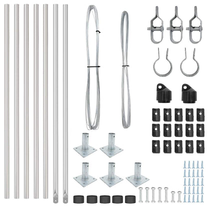Zaunpfosten Manuell 7 pcs Silber Ø32mm 90 cm Verzinkter Stahl