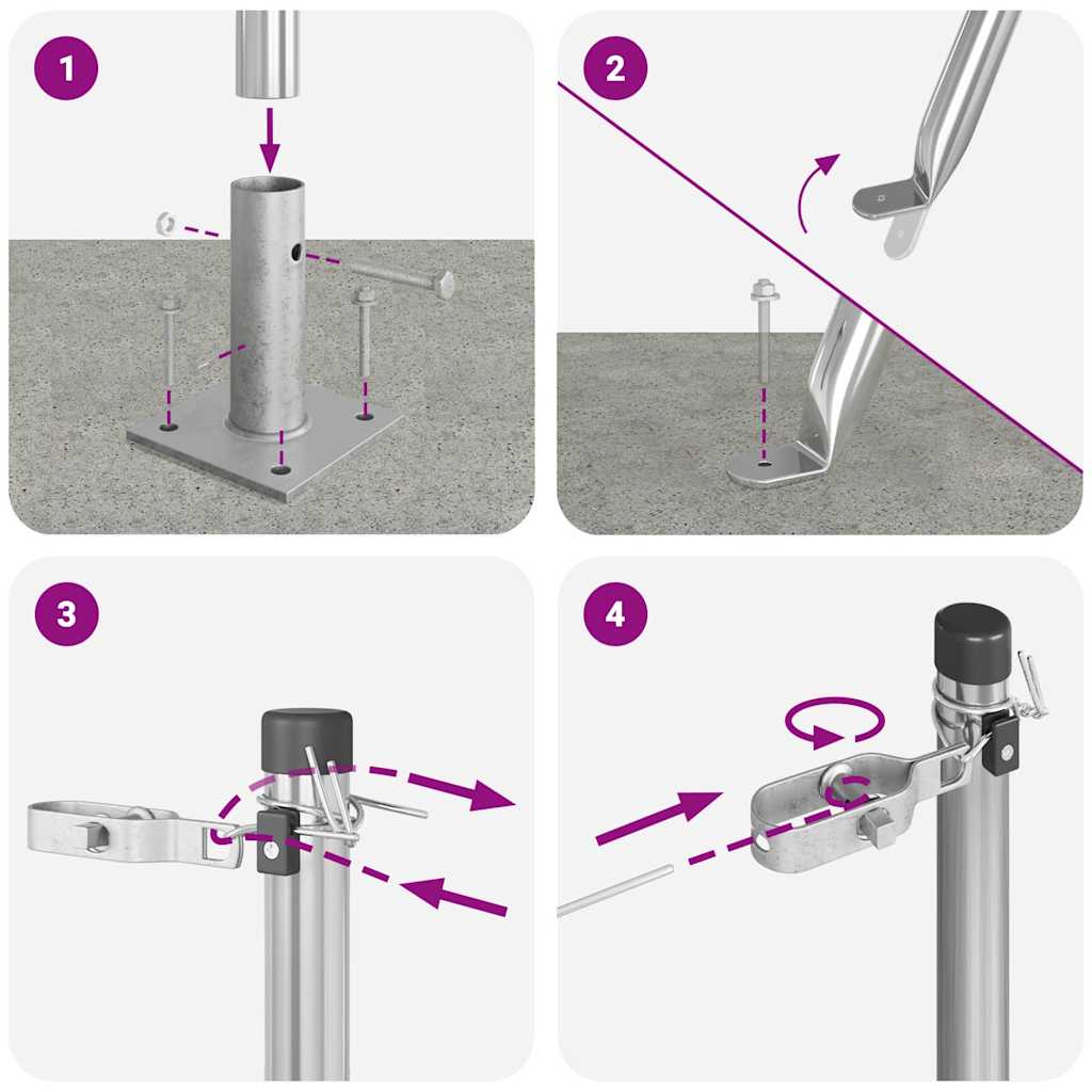 Zaunpfosten Manuell 7 pcs Silber Ø32mm 90 cm Verzinkter Stahl