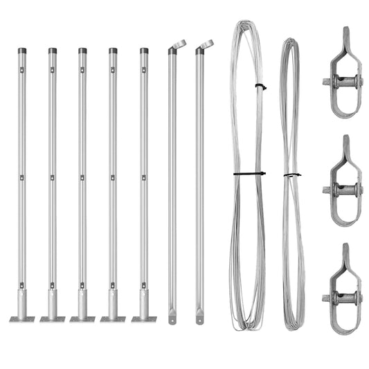 Zaunpfosten Manuell 7 pcs Silber Ø32mm 110 cm Verzinkter Stahl
