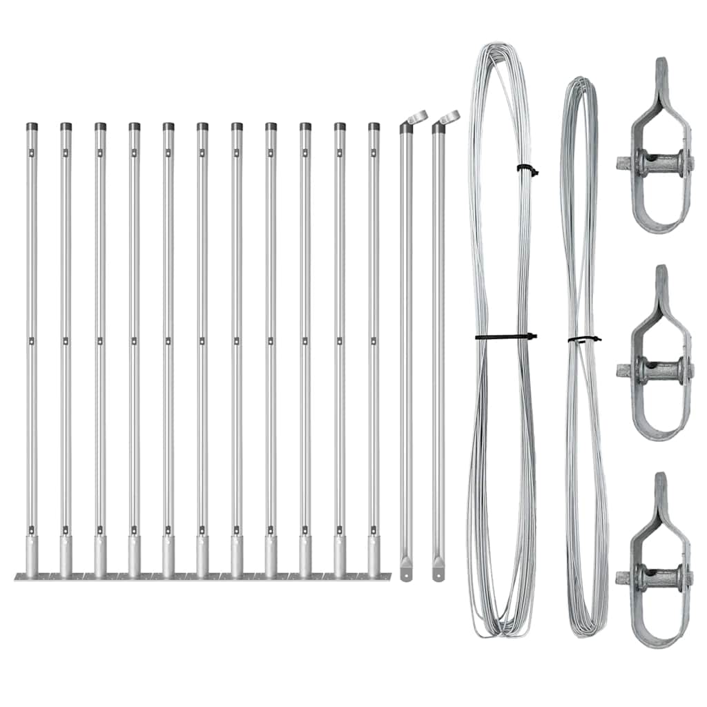 Zaunpfosten Manuell 13 pcs Silber Ø32mm 110 cm Verzinkter Stahl