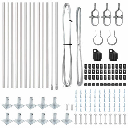 Zaunpfosten Manuell 13 pcs Silber Ø32mm 110 cm Verzinkter Stahl