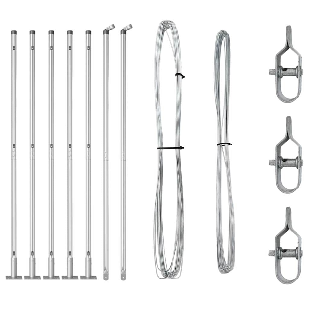 Zaunpfosten Manuell 7 pcs Silber Ø32mm 130 cm Verzinkter Stahl